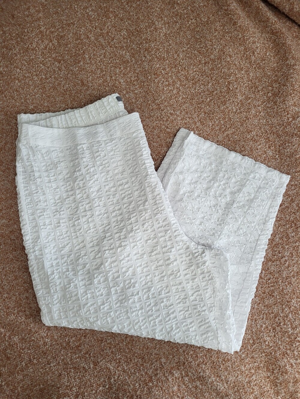 Habitat White Textured Elastic Waist Pants, Size XL
